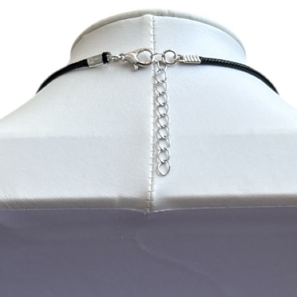 Handmade Teal and Blue Fluid Art Bar Pendant Necklace - Picture 10 of 10